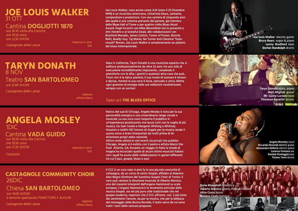 Programma Blues Channel 2018 Castagnole delle Lanze.